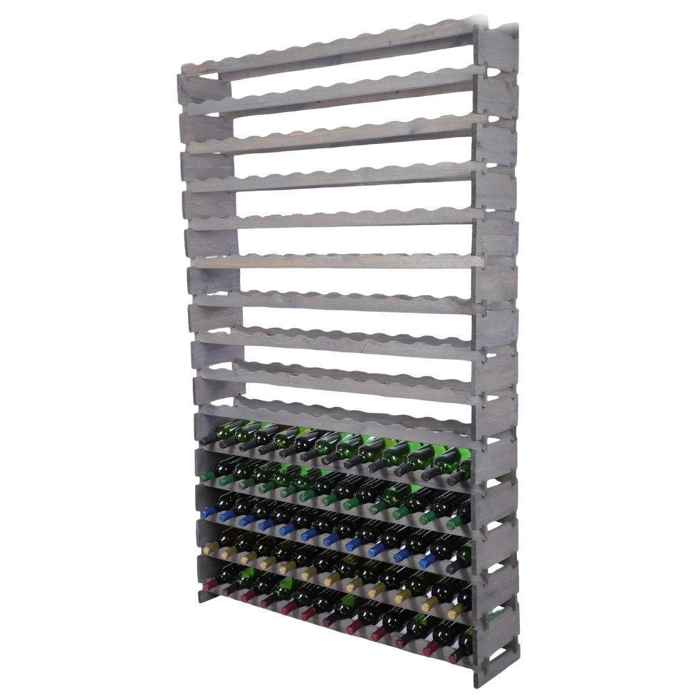 WEINREGAL VINOTECA FLEX PRO HxBxT 205x123x28cm 180 Flaschen auf 15 Ebenen Grau - Grau, Holz (123/205/28cm) - PROREGAL