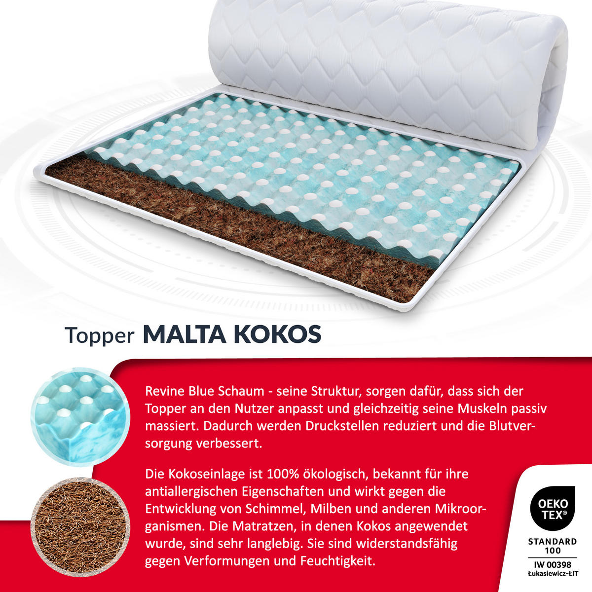 TOPPER Malta Kokos 5 - Weiß, Textil (120/200cm) - FDM