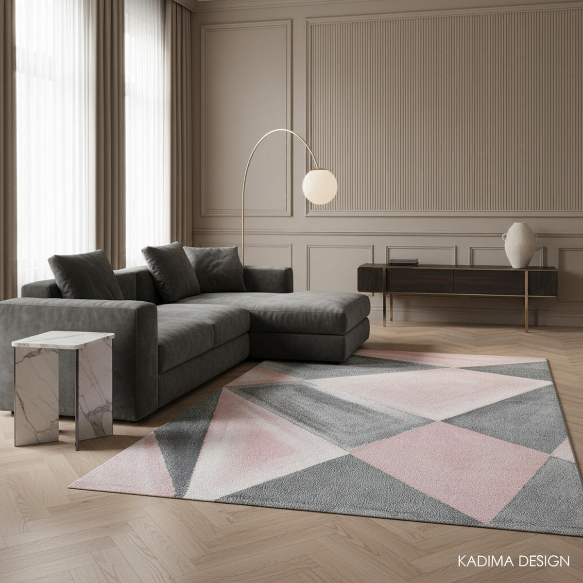 TEPPICH Kurzflor Geometrisch Polypropylen Wohnzimmer Pink Rechteckig 140x200 - Rosa, Textil (140/200cm) - KADIMA DESIGN