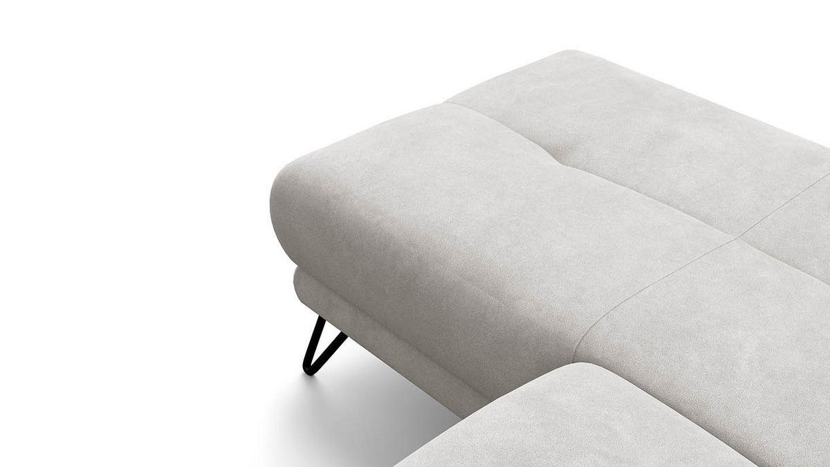 ECKSOFA RODEN 4-Sitzer mit Relax, creme, Veloursstoff - Creme, Holz/Textil (268/92cm) - Wozimo