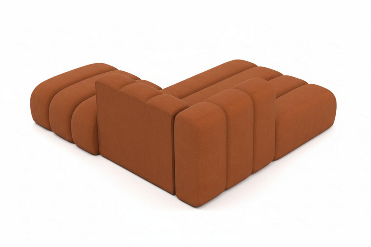 CHAISELONGUE Mit Hocker Grand, Veloursstoff Salvador, Braun, Rechts - Braun, Holz (204/179cm) - Kaiser Möbel