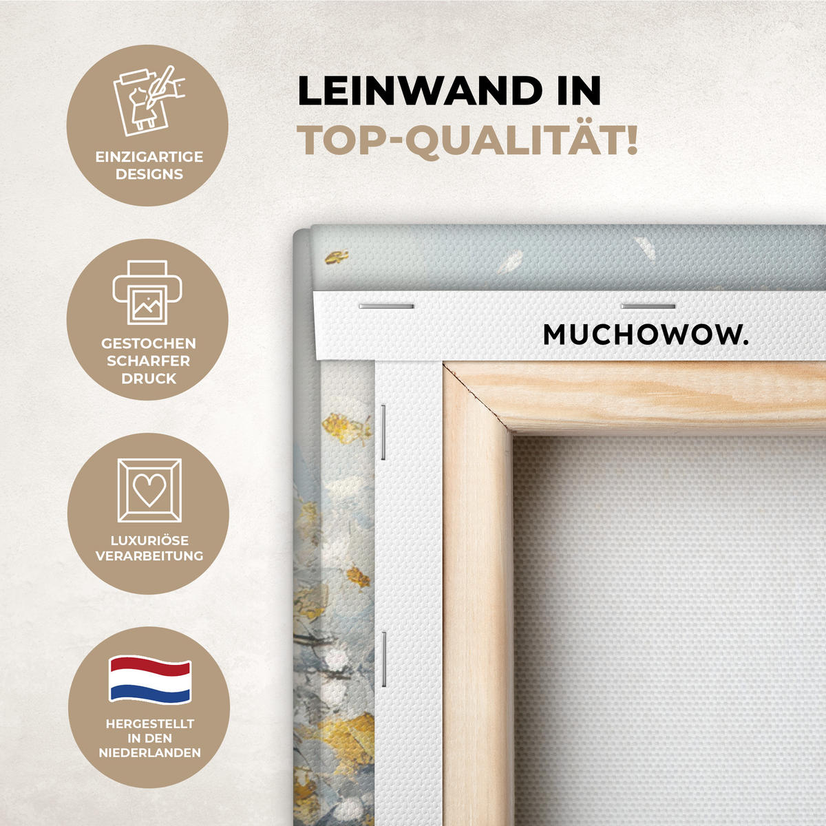 LEINWANDBILD Baum - Winter - Baum des Lebens - Modern - Gold 50x50 cm - Goldfarben, Textil (50/50cm) - MuchoWow