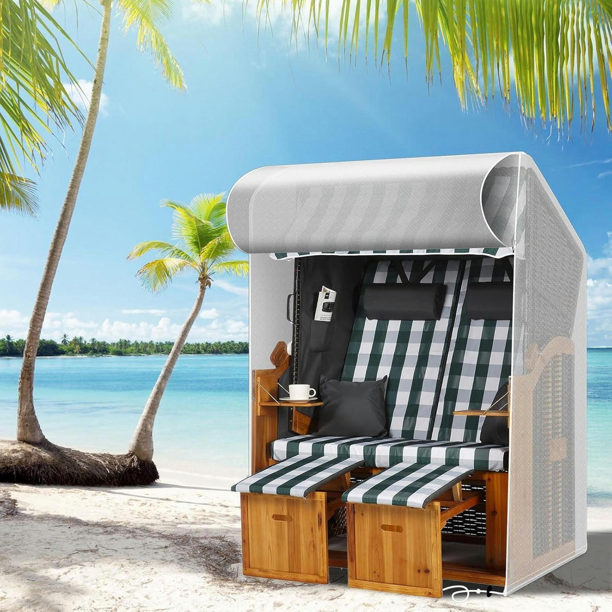 SCHUTZHÜLLE für Strandkorb 125 x 90 x 165/130 cm Polyethylen Wetterfest - Transparent, Kunststoff (125/165/90cm)