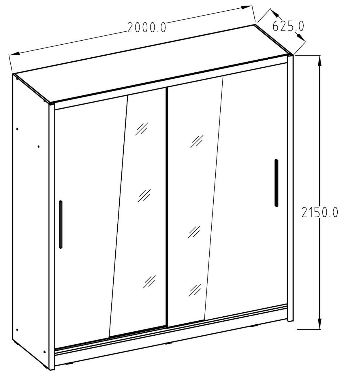 SCHIEBETÜRENSCHRANK Bergamo sonoma eiche 205 cm / 62,5 cm / 215 cm - Braun/Sonoma Eiche, Holz/Holzwerkstoff (205/215/63cm) - Feldmann-Wohnen