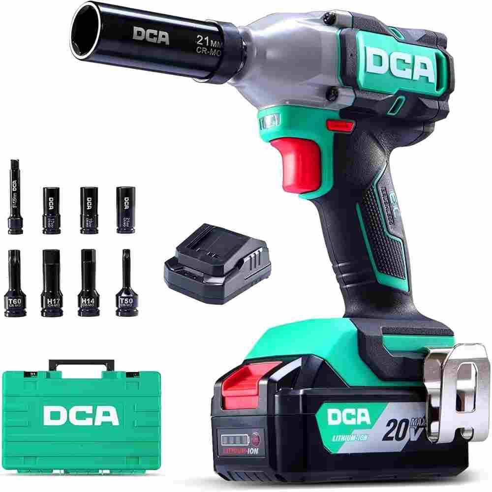 SCHLAGSCHRAUBENSCHLÜSSEL -Wrench-20V 20V bürstenlos mit 4,0Ah Akku - Grün, Naturmaterialien (23/22/21cm) - DCA