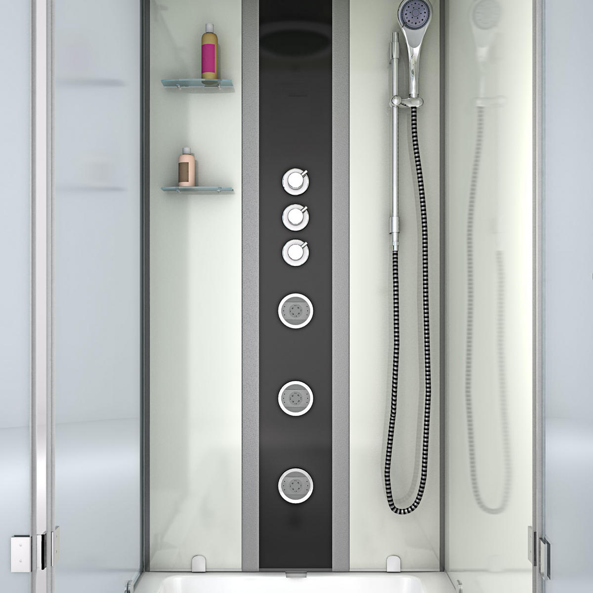 DUSCHE Wanne Kombination K05-R02-EC 90x180 - Weiß, Glas/Kunststoff (180/225/90cm) - AcquaVapore by Sandra Jentho