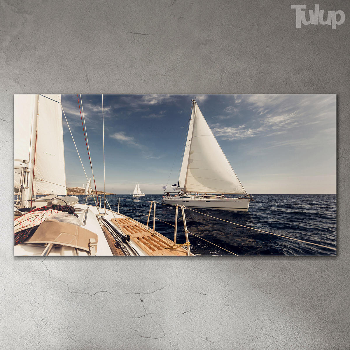 GLASBILD 120x60 cm Seesegeln - Pastellblau, Glas (120/60cm) - TULUP