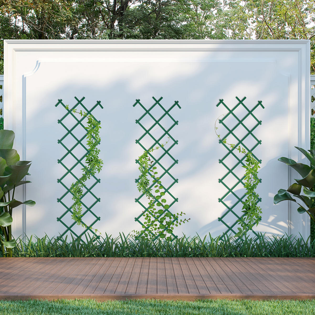 3XRANKGITTER - Grün, Kunststoff (60/180/1.5cm) - Relaxdays