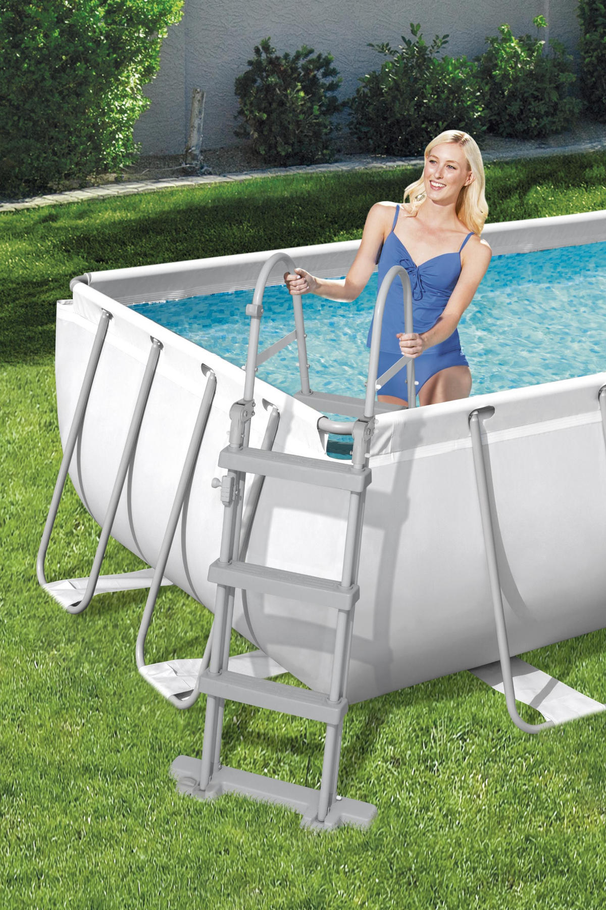 POOL Swim eckig Grau 100x201x404cm - Grau, Kunststoff (201/100/404cm) - DELUKE