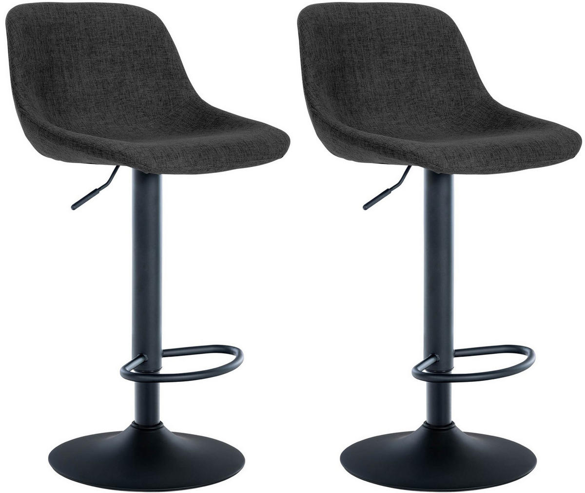 BARHOCKER 2er Set Stoff schwarz - Schwarz, Textil/Metall (43/79/49cm) - CLP
