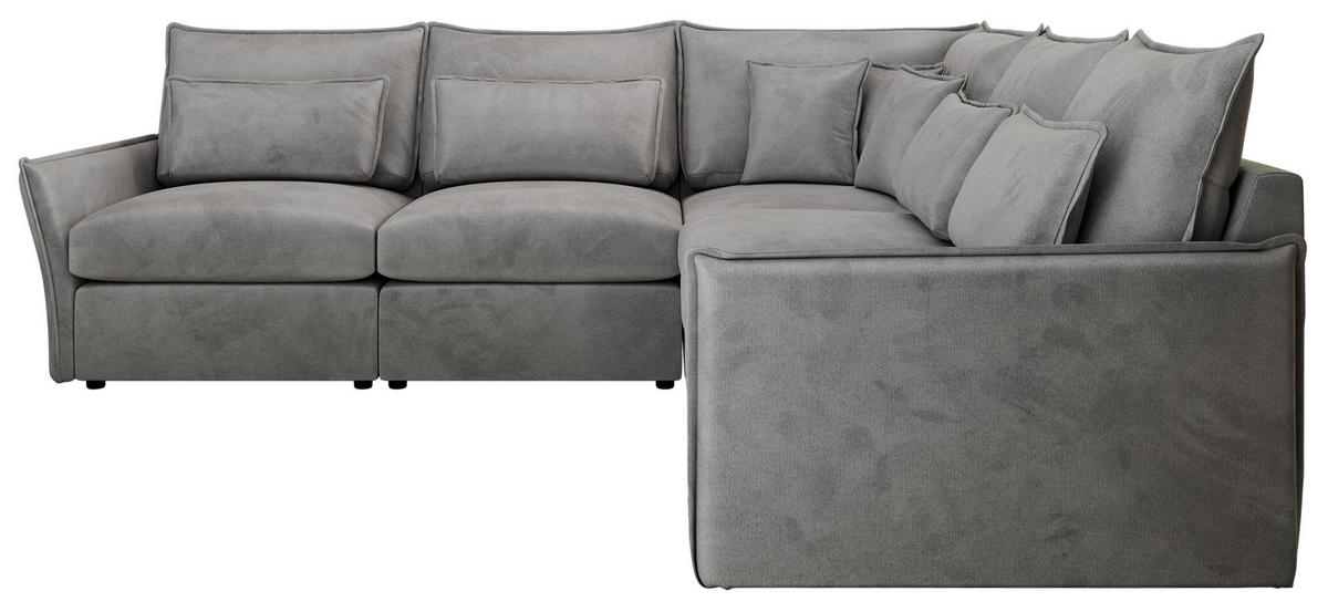 ECKSOFA VERSO L Hellgrau Velvet - Hellgrau/Schwarz, Kunststoff/Textil (270/270cm) - MKS