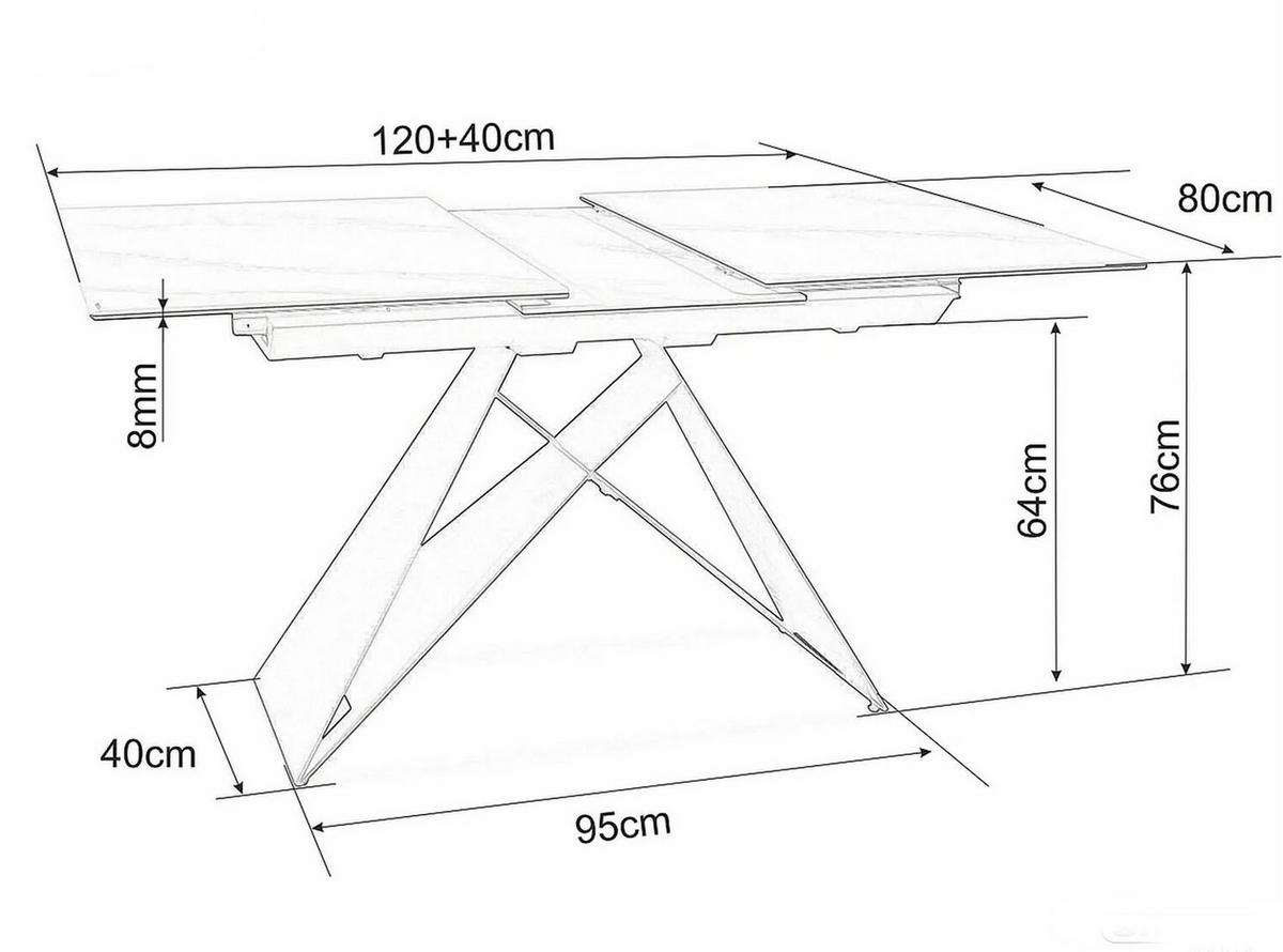 ESSTISCH Westin Weiß Marmor / Schwarz Matt 120-160 / 80 / 76cm - Schwarz/Weiß, Holz/Keramik (80/160/76cm) - Feldmann-Wohnen