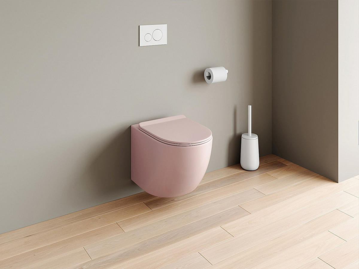 HÄNGE WC - 36 cm x 53.5 cm - keramik - rosa Javoine - Pink, Keramik (36/36/53.5cm) - Vente-Unique