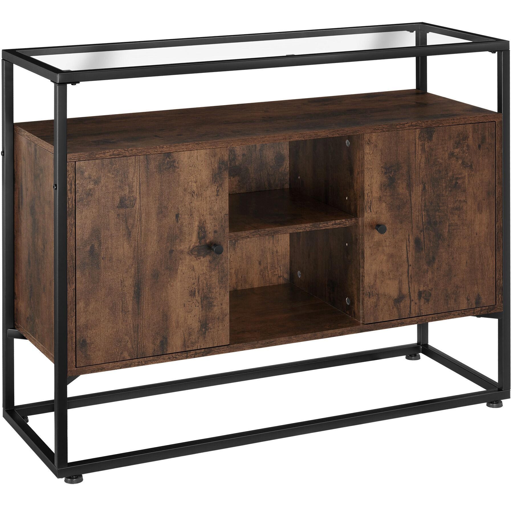 SIDEBOARD Oldham,100 x 38 x 80,5 cm,Industrial Holz dunkel, rustikal - Rostfarben, Holzwerkstoff (38/80.5/100cm) - tectake