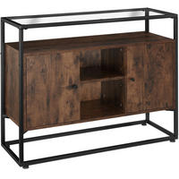 SIDEBOARD Oldham,100 x 38 x 80,5 cm,Industrial Holz dunkel, rustikal - Rostfarben, Holzwerkstoff (38/80.5/100cm) - tectake
