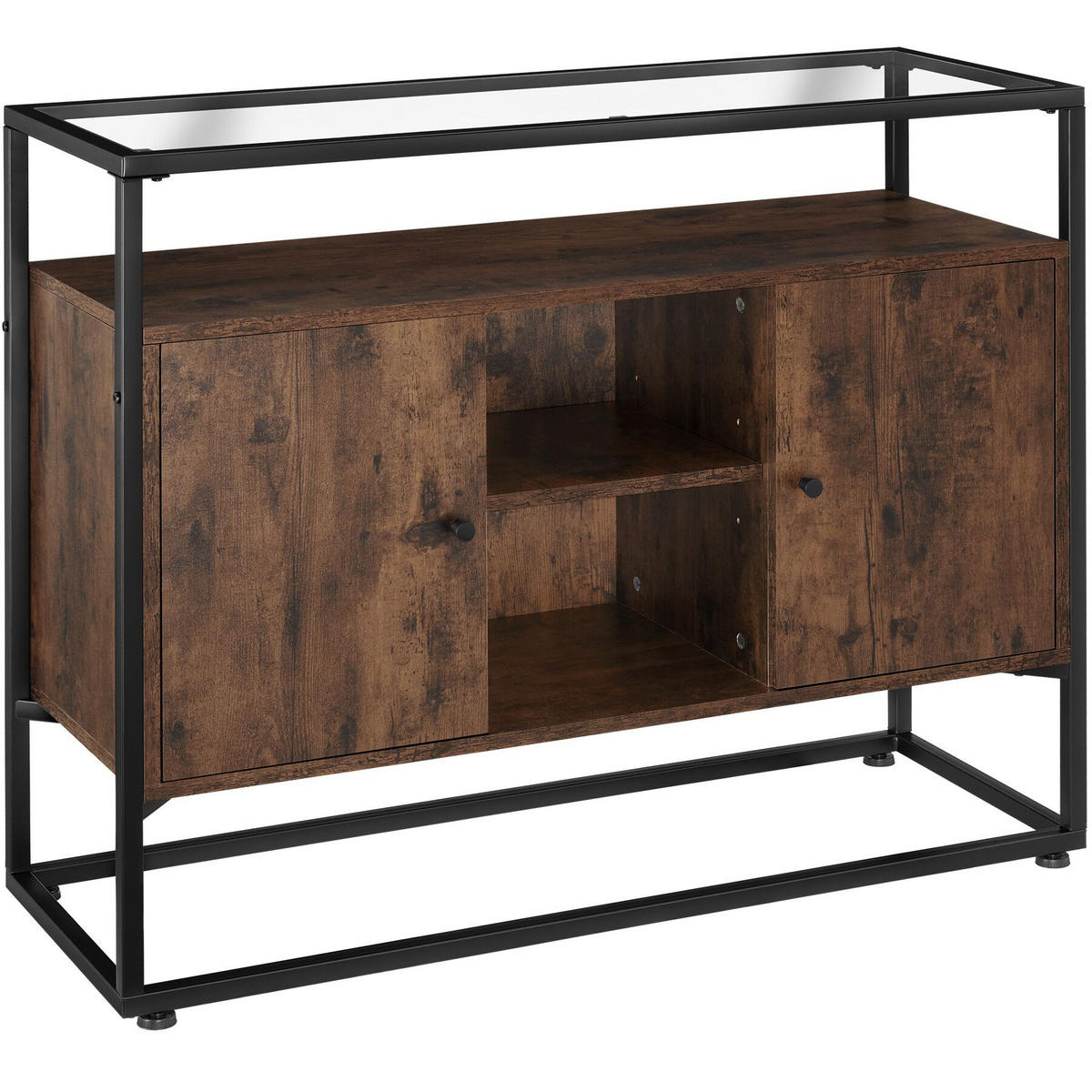 SIDEBOARD Oldham,100 x 38 x 80,5 cm,Industrial Holz dunkel, rustikal - Rostfarben, Holzwerkstoff (38/80.5/100cm) - tectake