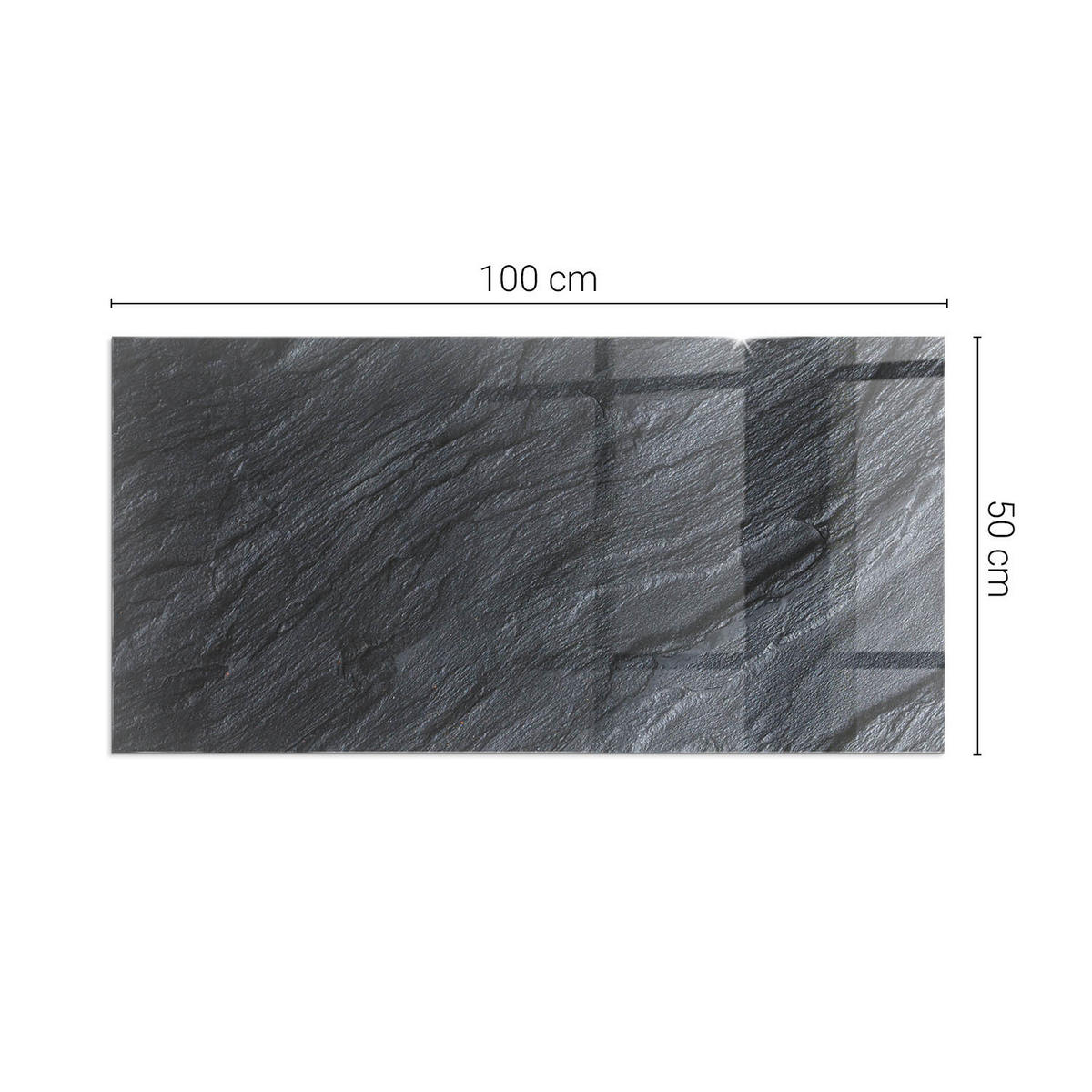 GLASPLATTE für Kamin 100x50 cm Schwarz - Schwarz, Glas (100/50/0.4cm) - ArtPrintCave