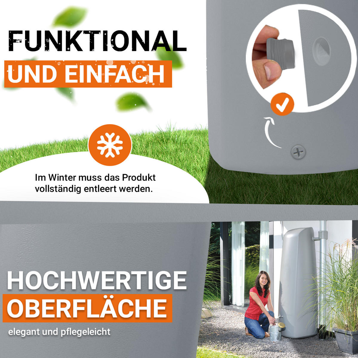 WANDTANK 400 L, steingrau - Grau, Kunststoff (60/180/60cm) - GARANTIA