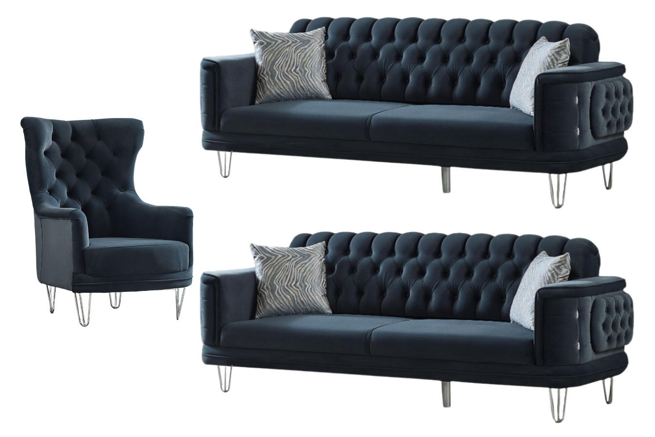 SITZGARNITUR Carlo Anthrazit Stellvariante:3+2+1 - Anthrazit, Holz (230/85/95cm) - Villa Möbel