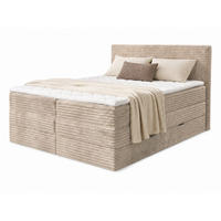 BOXSPRINGBETT Mollo Max - 160x200 - beige (Tilia 03, Cord) - Beige/Schwarz, Holz/Holzwerkstoff (160/200cm) - Sofnet