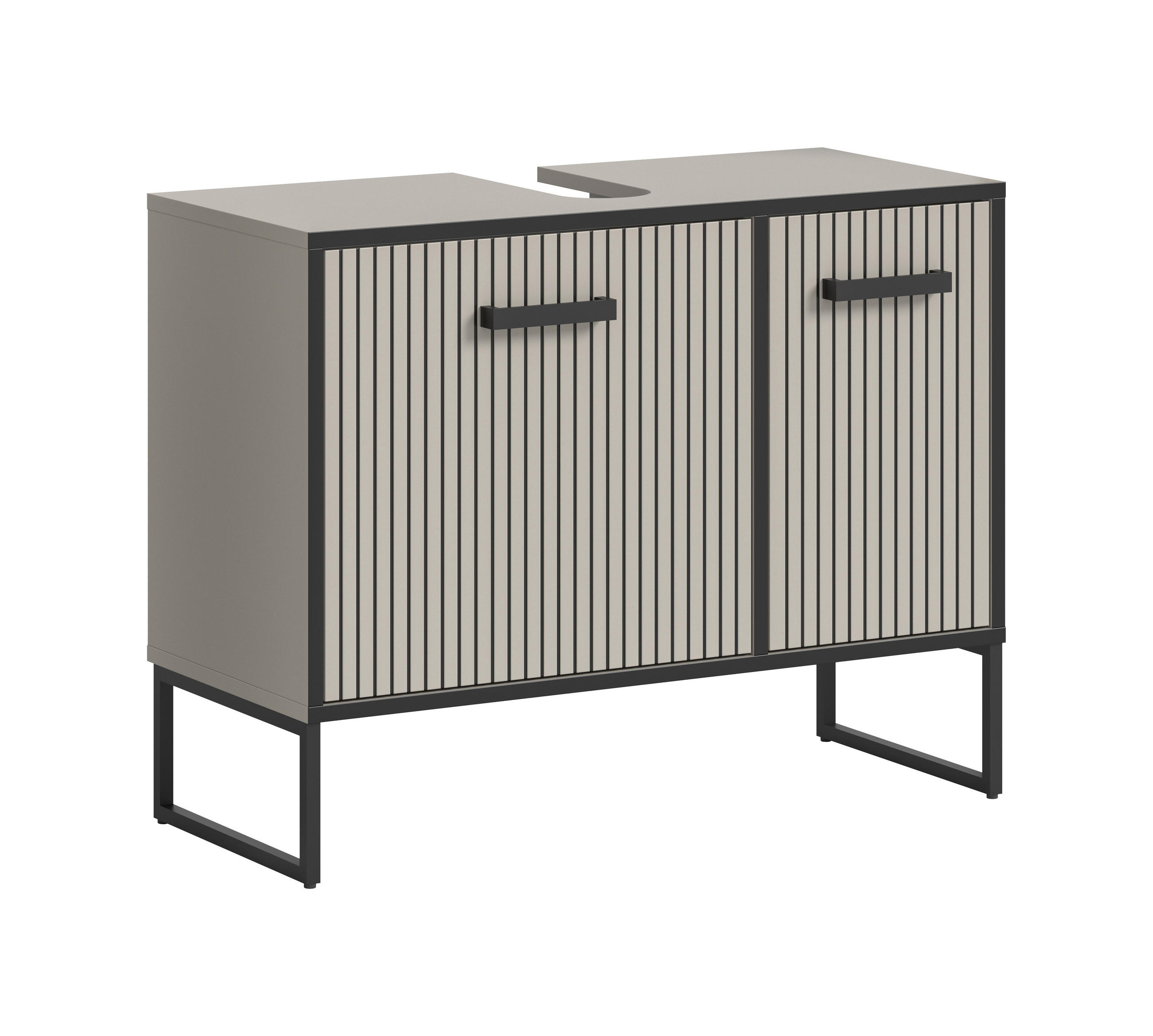 WASCHBECKENUNTERSCHRANK Klara Bad in Kaschmir Nachbildung und schwarz B/H/T: 80x63x36 cm - Kaschmir, Holzwerkstoff (80/63/36cm) - Homes & Jones