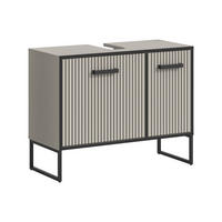 WASCHBECKENUNTERSCHRANK Bagno Bad in Kaschmir Nachbildung und schwarz B/H/T: 80x63x36 cm - Kaschmir, Holzwerkstoff (80/63/36cm) - Homes & Jones