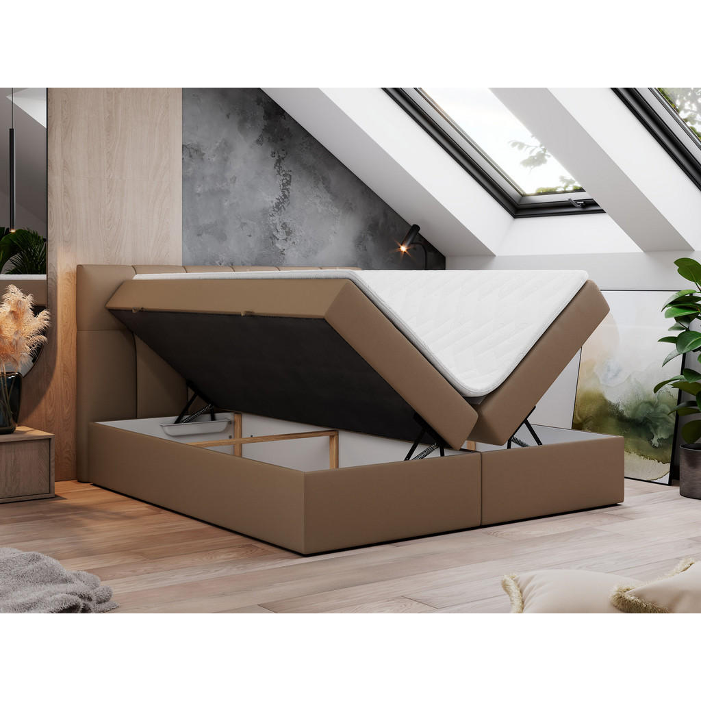 Thumbnail - MKS Boxbett, Braun, Textil, 2-Sitzer, H4, Rechteckig, 140x200 cm, Schlafzimmer, Betten, Boxspringbetten