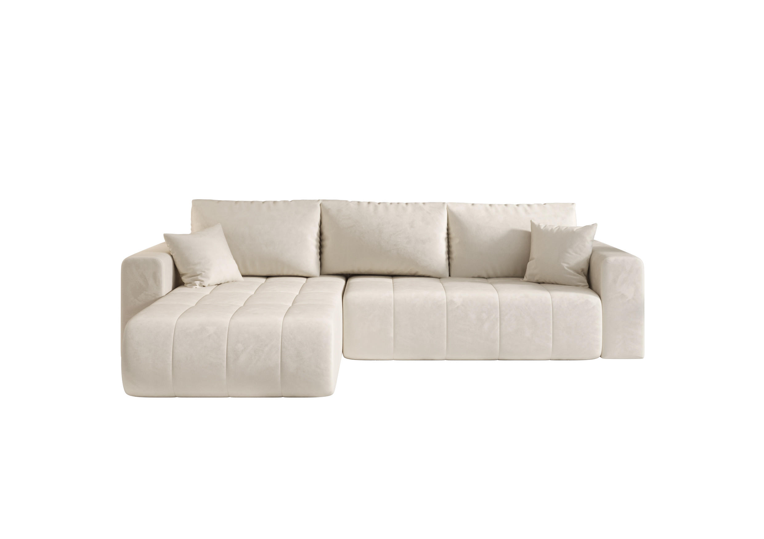 ECKSOFA mit schlaffunktion und bettkasten MILO, stoff MONOLITH, Ecru, Links - Ecru, Holz (280/190cm) - Kaiser Möbel