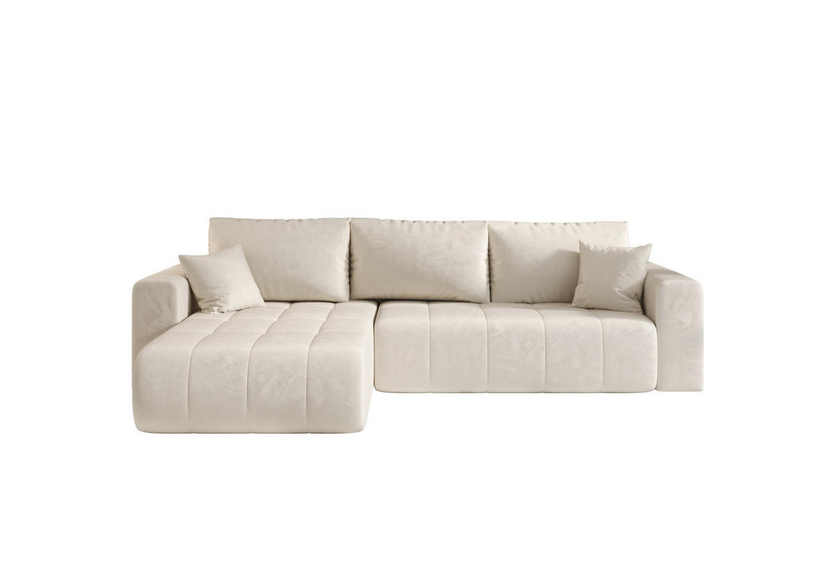 ECKSOFA mit schlaffunktion und bettkasten MILO, stoff MONOLITH, Ecru, Links - Ecru, Holz (280/190cm) - Kaiser Möbel