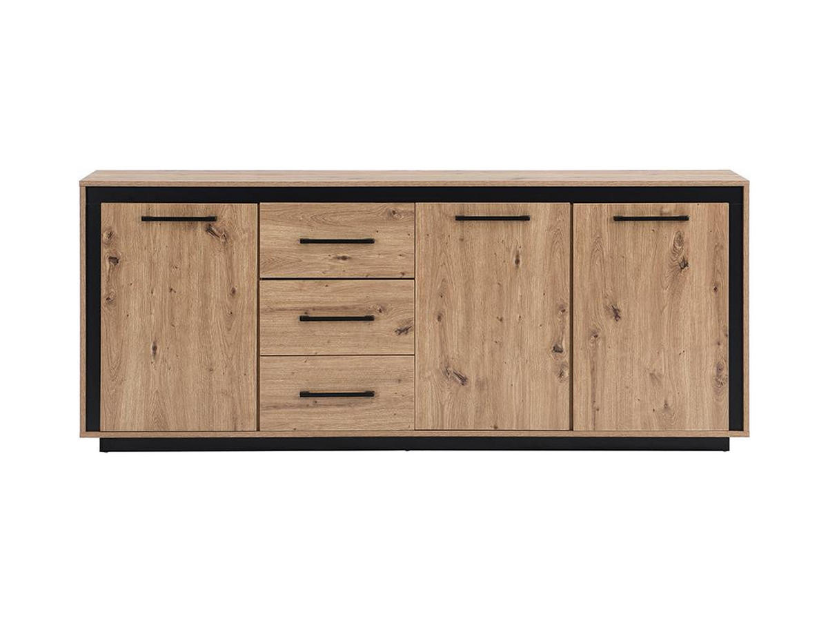 SIDEBOARD mit 3 Türen & 3 Schubladen - MDF - Naturfarben & Schwarz - NALAMANE - Naturfarben, Holz (40/75/180cm) - Vente-Unique