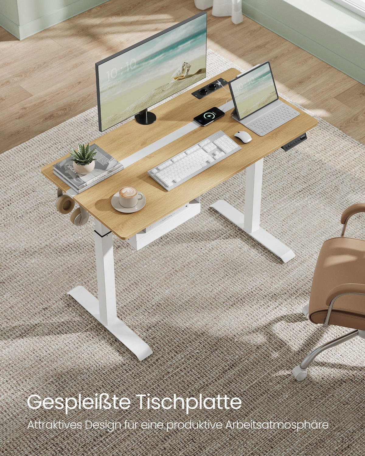 BÜROTISCH Booker - Gelb, Holzwerkstoff (120/60/120cm) - VASAGLE