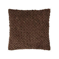 SAMTKISSEN Sofia braun 45/45 cm in Flechtoptik - Dunkelbraun, Textil (45/45cm) - Homescapes