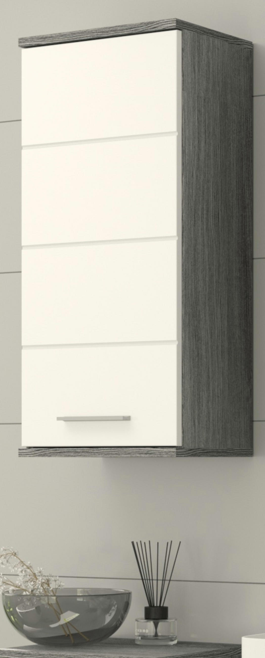 HÄNGESCHRANK weiß Hochglanz, grau, Badschrank mit 3 Fächern - Weiß Hochglanz/Silberfarben, Holzwerkstoff/Kunststoff (35/77/25cm) - Inn.Furn