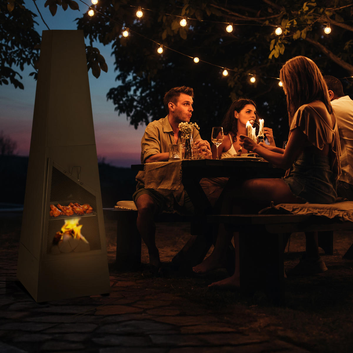 GARTENKAMIN - Schwarz, Metall (44.5/149/44.5cm) - Relaxdays