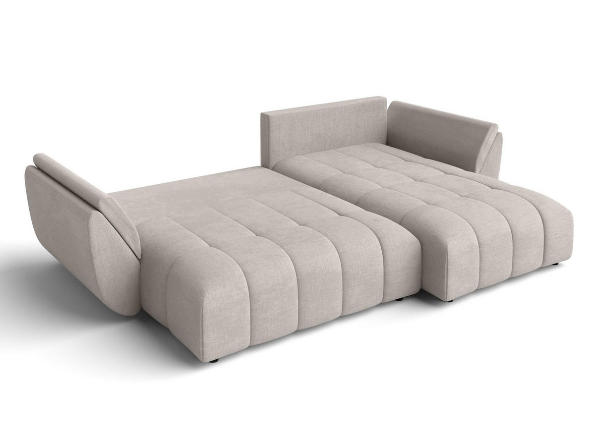 ECKSOFA L Form Antalya Beige 280/190/91 cm – mit Bettkasten - Beige/Schwarz, Kunststoff/Textil (280/190cm) - AX Living