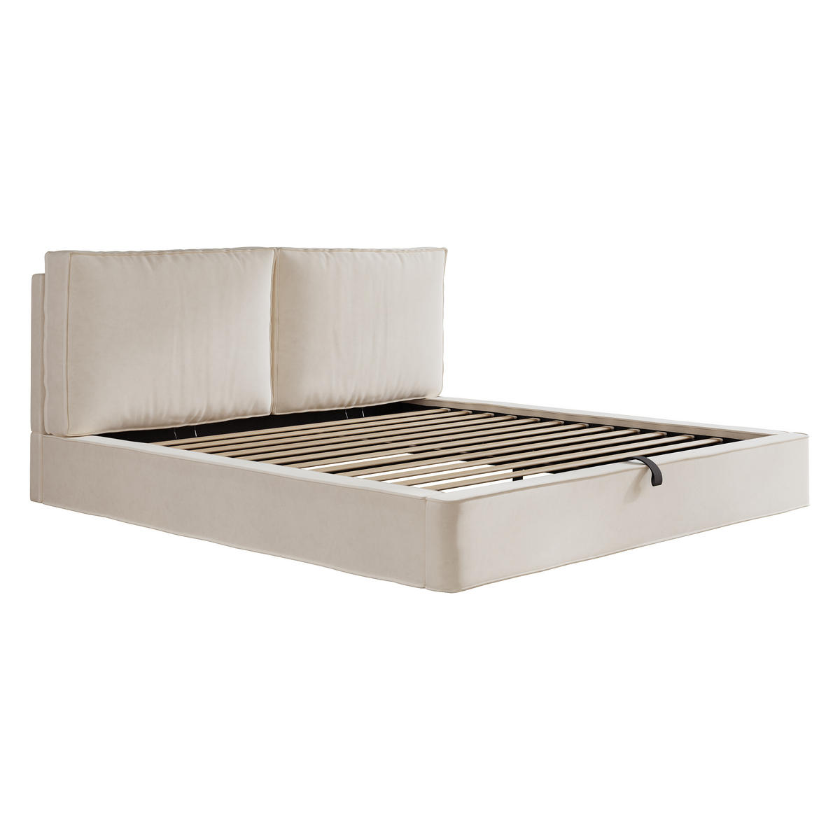 POLSTERBETT 180/200 cm in Beige Samt mit Bettkasten - Beige, Holzwerkstoff/Textil (180/200cm) - CHICFURN