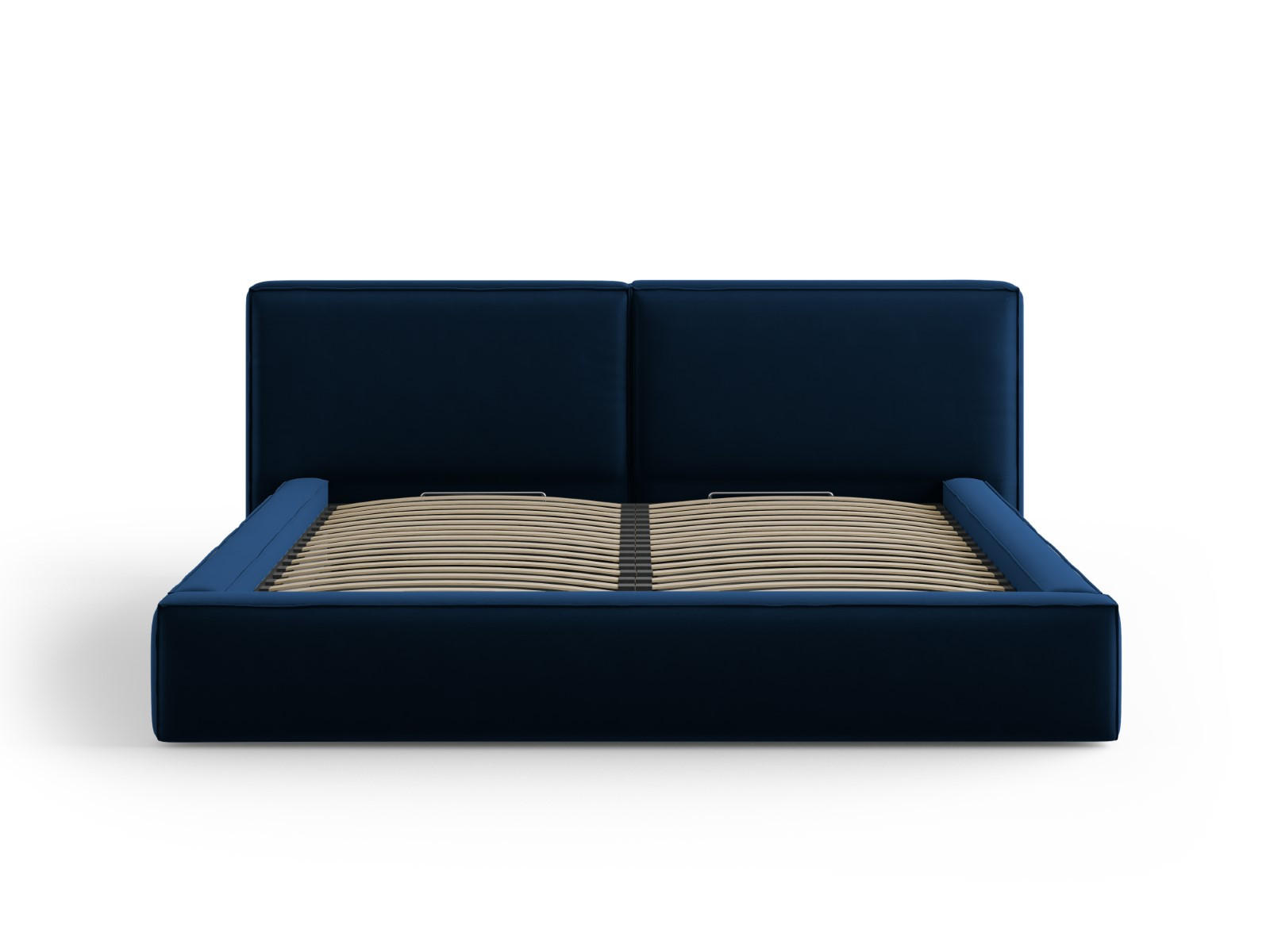 BETT mit Bettkasten und Kopfteil Jodie aus Samt königsblau 200x200cm - Blau, Textil (200/200cm) - Micadoni