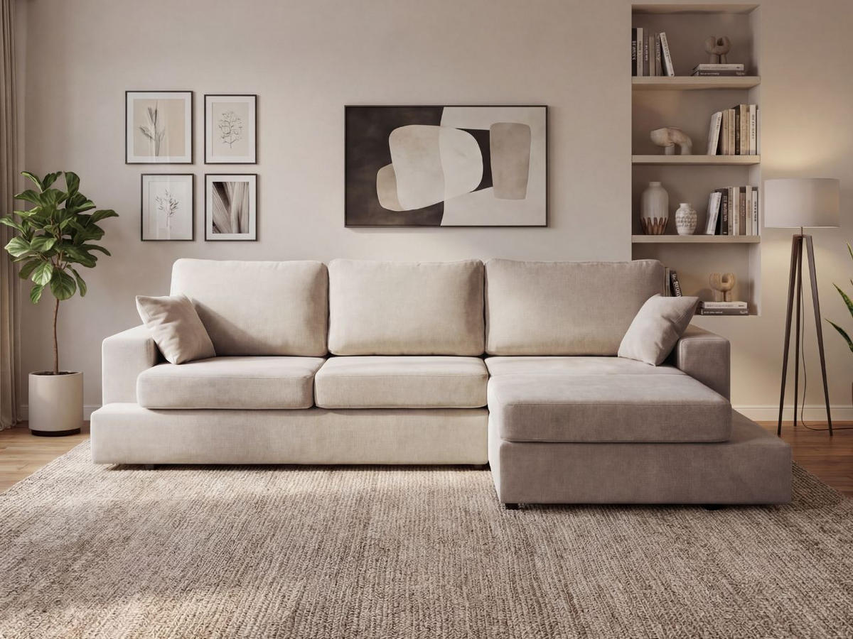 ECKSOFA Nesto Biege Rechts - Beige, Holz/Textil (165/260cm) - Graingold