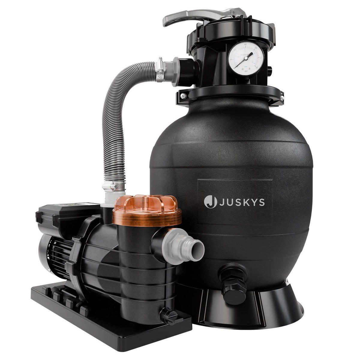 SANDFILTERANLAGE 400W inkl. Filter & Timer - Schwarz, Kunststoff (39/48/56cm) - Juskys