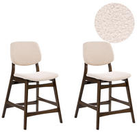 SCAUN DE BAR set de 2 bouclé maro/bej deschis Elaine - bej, material textil (53/98/62cm) - Beliani