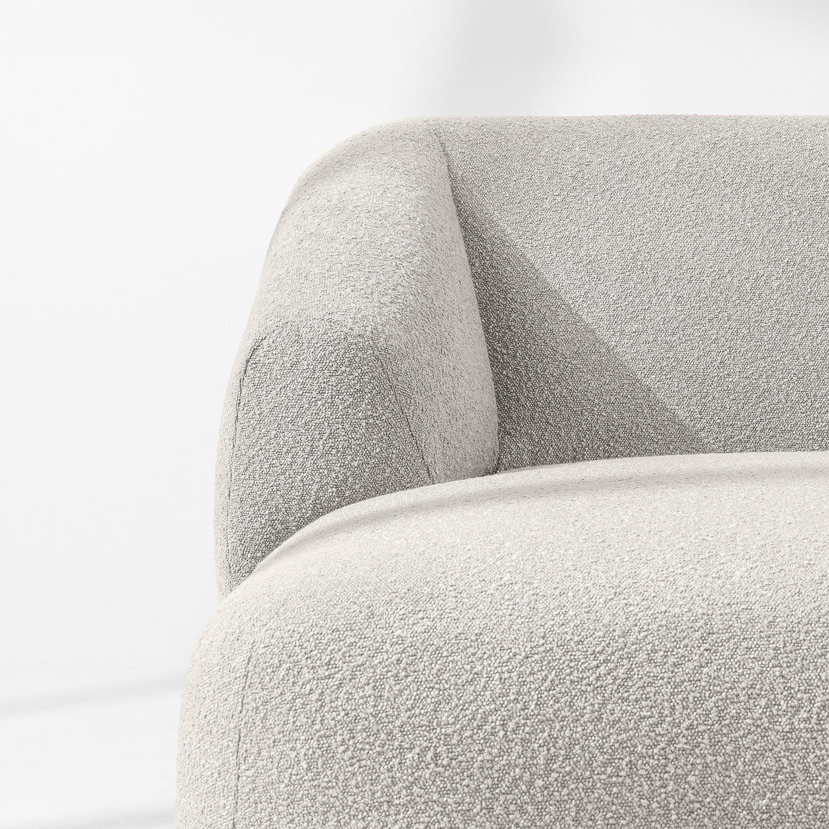 ECKSOFA LINKS VIRA, Weiß, Bouclé - Schwarz/Weiß, Holz/Holzwerkstoff (300/160cm) - KONSIMO®