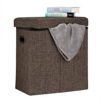SITZHOCKER Braun faltbar mit Stauraum - Braun, Holzwerkstoff/Textil (46/49.5/25.5cm) - Relaxdays