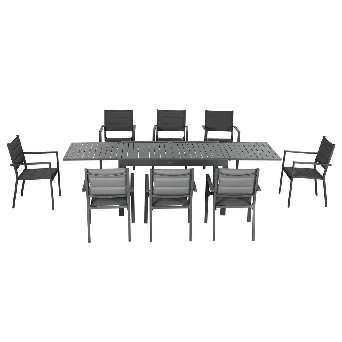 GARTENTISCHGRUPPE DE-18087 ausziehbar 135-270 cm, Aluminium/Textilene Grau - Grau, Metall - ComfortXL