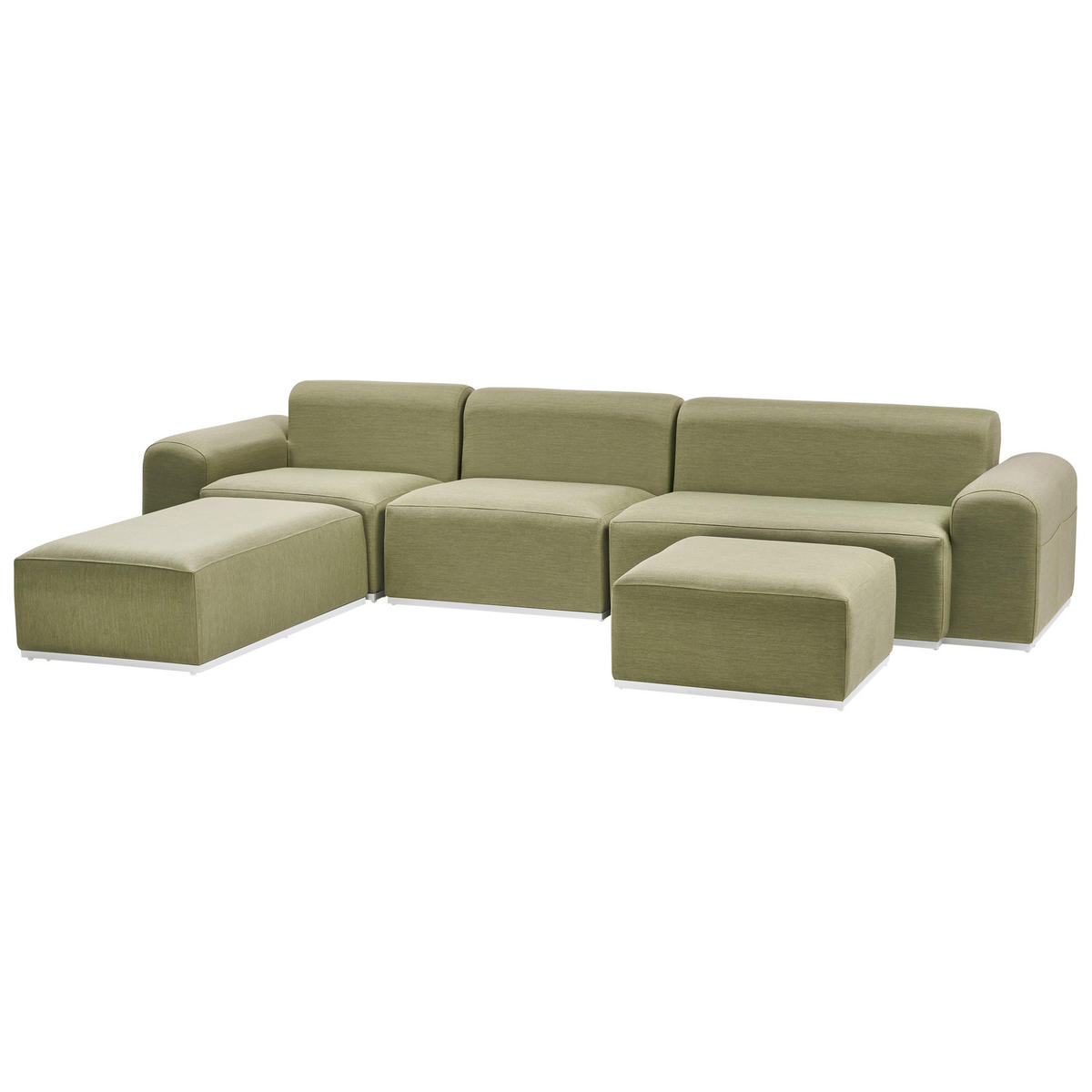 LOUNGE-SET 7-Sitzer Grün Battifollo - Weiß/Grün, Textil - Beliani