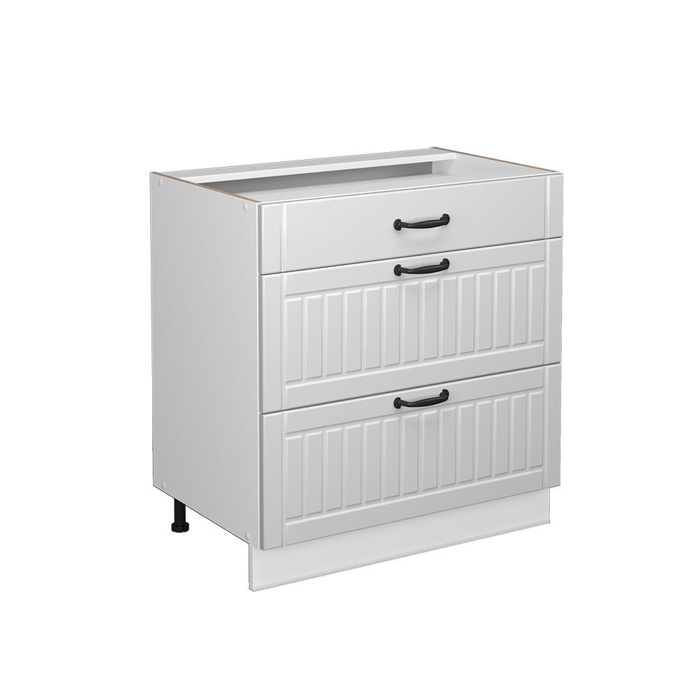 KÜCHENUNTERSCHRANK Fame-Line Weiß Landhaus 80 cm mit 3 Schubladen ohne AP - Creme/Weiß, Holzwerkstoff (80/82/51.6cm) - Vicco