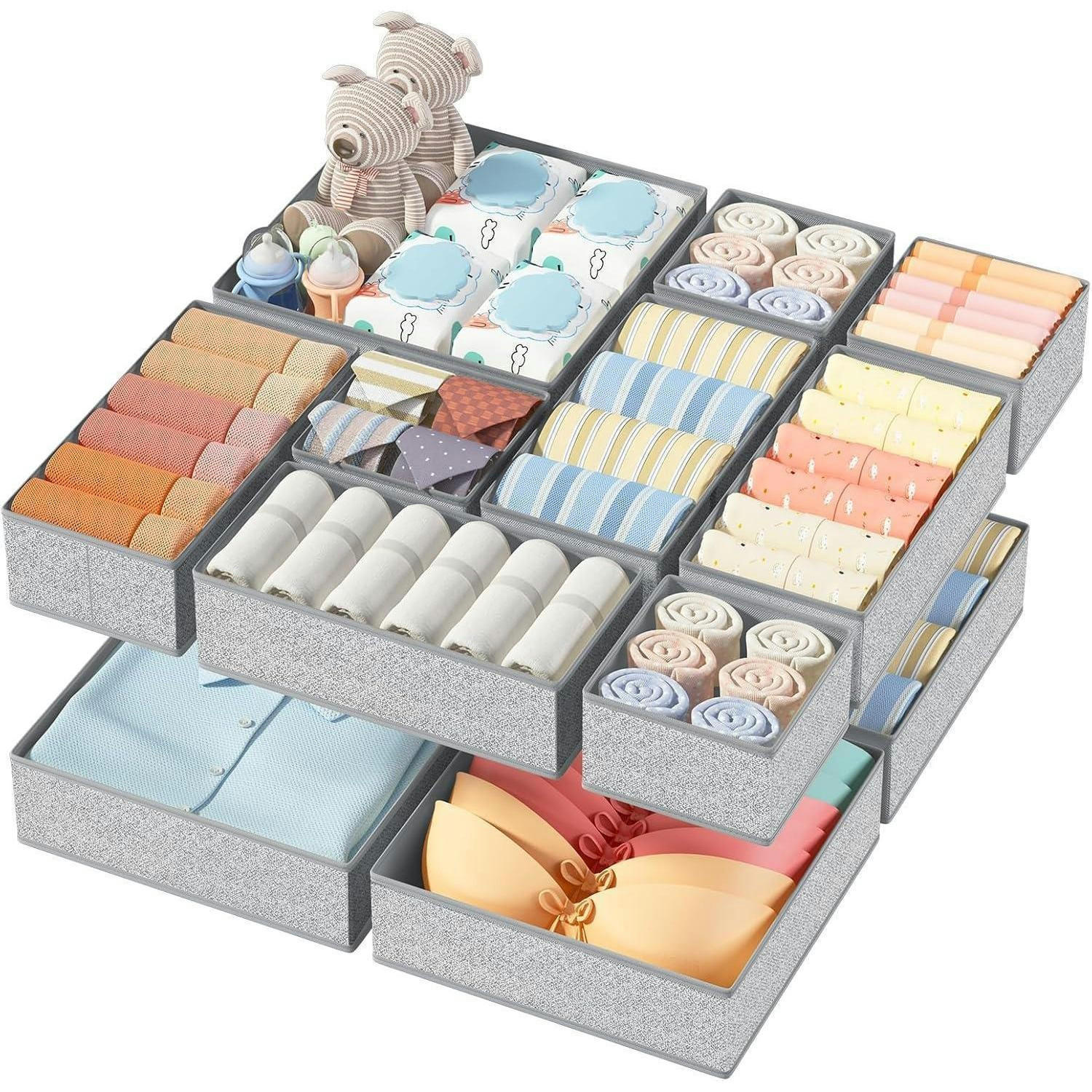 SCHRANK Organizer 12-teiliges Set Grau - Multicolor, Textil (15/5/25cm)