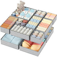 SCHRANK Organizer 12-teiliges Set Grau - Multicolor, Textil (15/5/25cm)