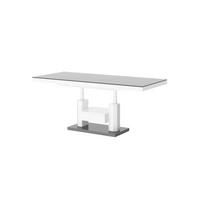 COUCHTISCH rechteckig höhenverstellbar ausziehbar Schublade 120/75/56 cm - Weiß Hochglanz/Grau, Holzwerkstoff (75/120/56cm) - designimpex