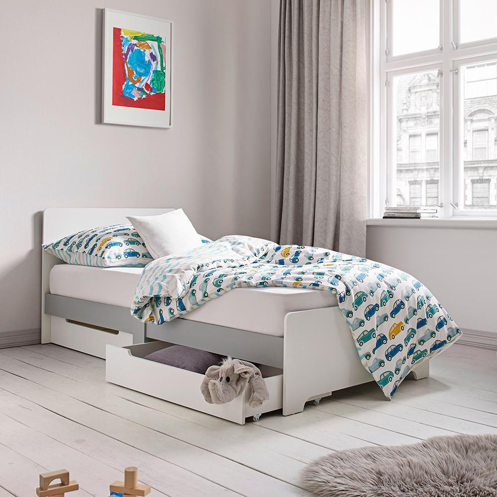 STAURAUMBETT Danny Weiß ca. 90 / 200 cm MDF - Grau, Holzwerkstoff - Bessagi Kids