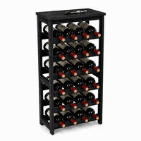 SUPORT Negru lemn de nuc pentru 24 sticle - negru, lemn (40/82/24cm) - Relaxdays